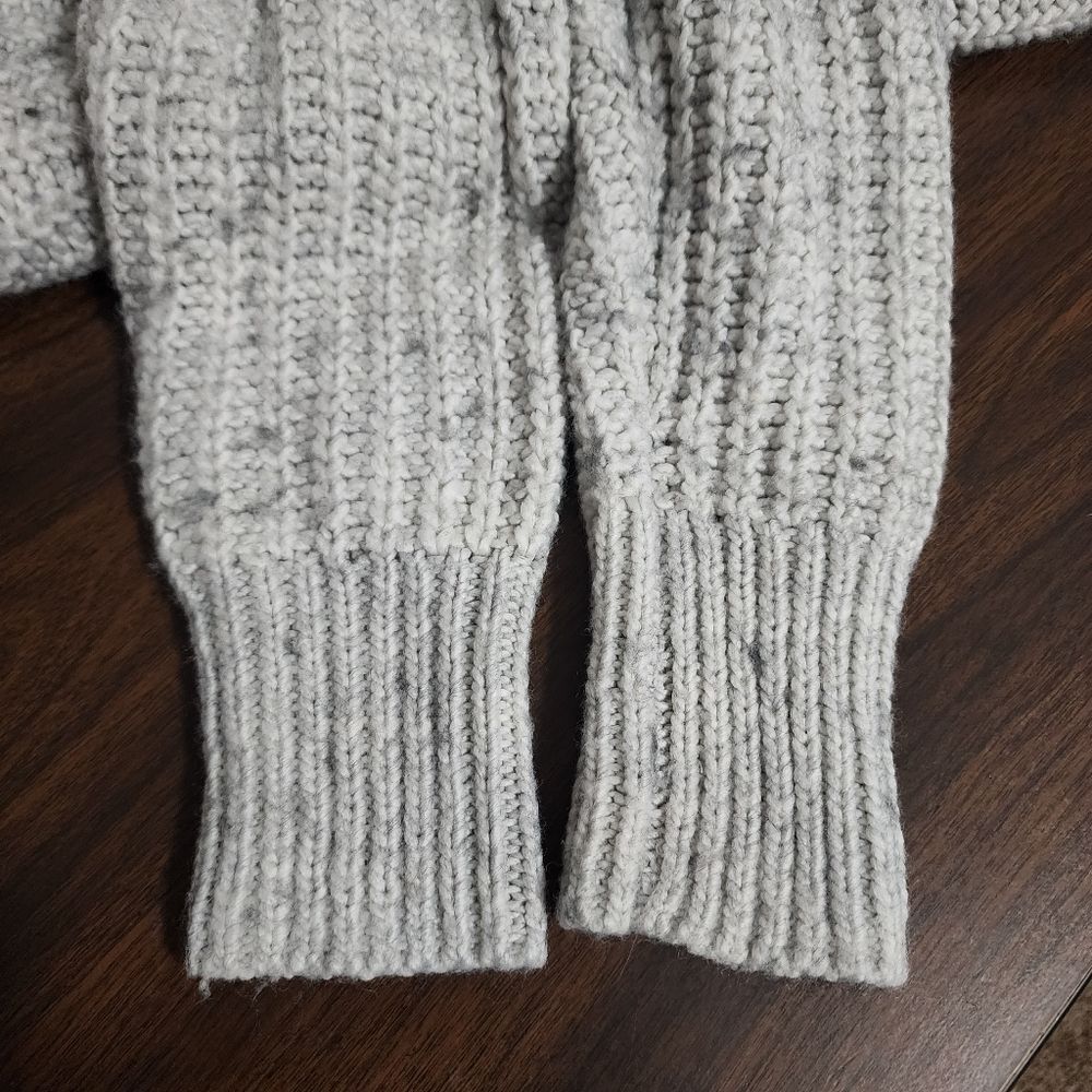 Lucky Brand Hooded Sweater Grey Knit Crop Size M - Picture 6 of 13